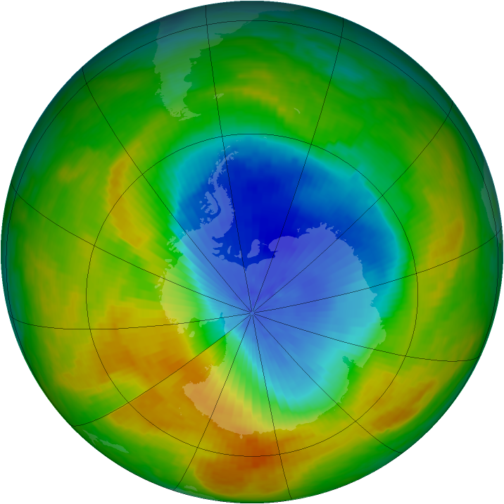 Antarctic ozone map for 06 November 1986